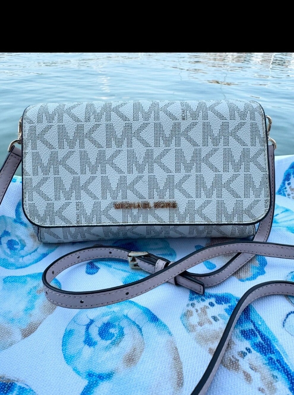 Michael Kors Jet Set Blush Pink & Cream Signature Crossbody Bag NWOT